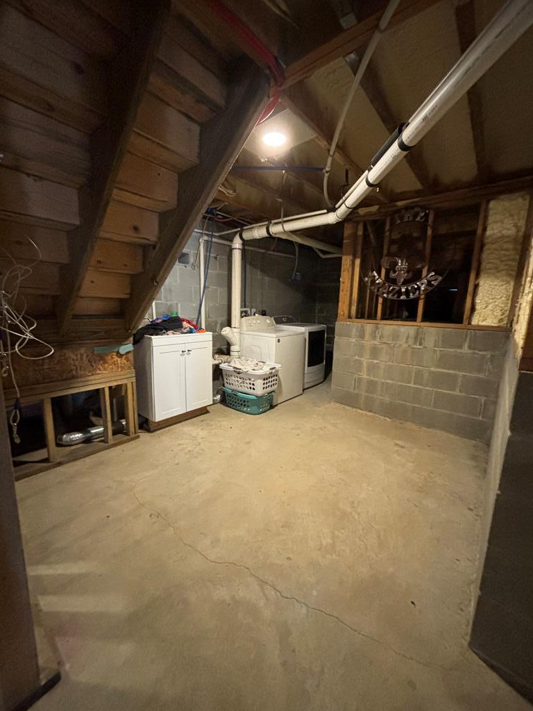 basement has laundry area 